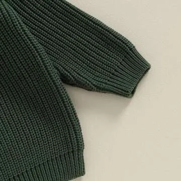 Karwuiio Toddler Baby Girl Boy Knit Sweater Round Neck Long Sleeve Pullover Sweatshirt Fall Winter Clothes (Dark Green, 3-6 Months)