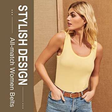 VONMELLI 3 Pack Women's Belts with Stylish Gold Buckle