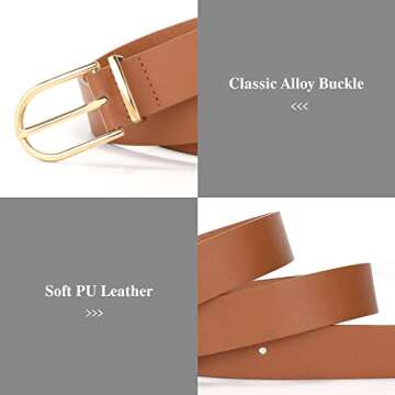 VONMELLI 3 Pack Women's Belts with Stylish Gold Buckle