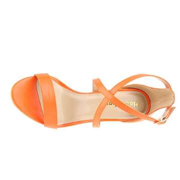 Heels Charm Women's Stiletto Open Toe Cross Strappy Heeled Sandals 8.5 CM Ankle Strap High Heels Dress Dance Evening Shoes Orange Size 6