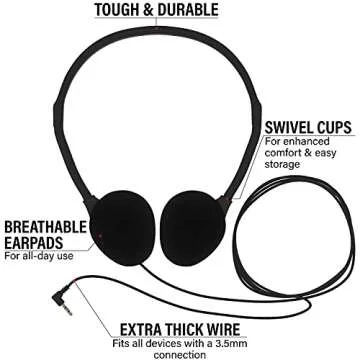 Maeline Bulk On-Ear Headphones - 10 Pack Multicolor