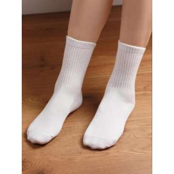 COTTON DAY Unisex School Kids Boys Girls Soft Cotton White Athletic Socks10-12 Years All White Size XL(12)