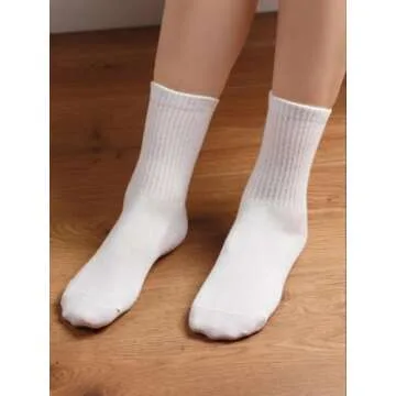 COTTON DAY Unisex School Kids Boys Girls Soft Cotton White Athletic Socks10-12 Years All White Size XL(12)