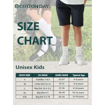 COTTON DAY Unisex School Kids Boys Girls Soft Cotton White Athletic Socks10-12 Years All White Size XL(12)
