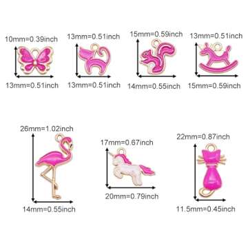 Julie Wang 80pcs Bright Pink Fashion Charms for DIY Jewelry