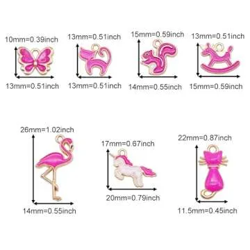 Julie Wang 80pcs Bright Pink Fashion Charms for DIY Jewelry