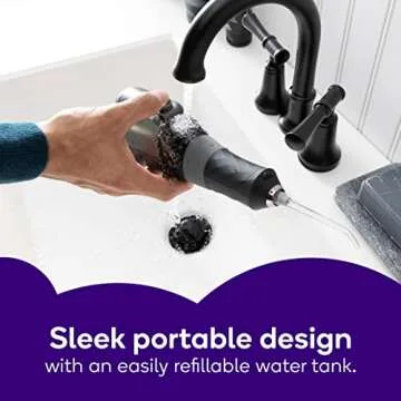 Burst Electric Water Flosser for Teeth Cleaning (3 Modes/Black) | Cordless | Plaque Removal Between Braces & Dental Work | Portable Floss | Refillable 110mL Tank