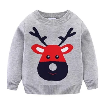 Mud Kingdom Toddler Boy Christmas Sweater Reindeer Pullover 2T Gray