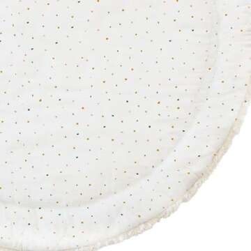 MakeMake Organics Organic Play Mat GOTS Certified Organic Cotton Nursery Floor Rug Washable Reversible Non Toxic Activity Mat Tummy Time Crawling Pad Thick Quilted (Round 48", Dotty + Solid Ivory)