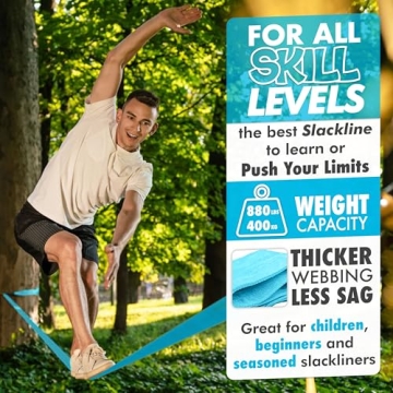 60ft Complete Slackline Kit for Family Fun