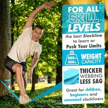 60ft Complete Slackline Kit for Family Fun