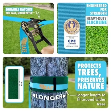 60ft Complete Slackline Kit for Family Fun