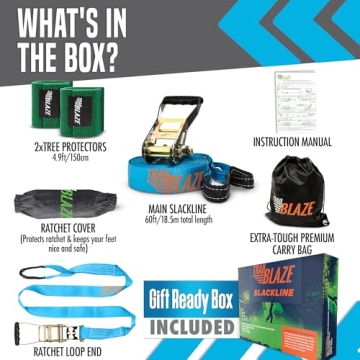 60ft Complete Slackline Kit for Family Fun