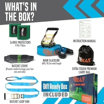 60ft Complete Slackline Kit for Family Fun