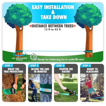 60ft Complete Slackline Kit for Family Fun