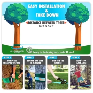 60ft Complete Slackline Kit for Family Fun