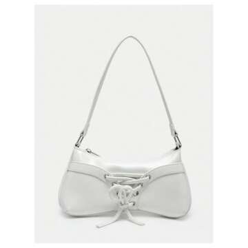 Verdusa Women's Y2K Coquette Bow Tie Vintage Shoulder Bags Lace PU Leather Kawaii Purse Handbag