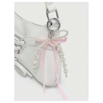 Verdusa Women's Y2K Coquette Bow Tie Vintage Shoulder Bags Lace PU Leather Kawaii Purse Handbag