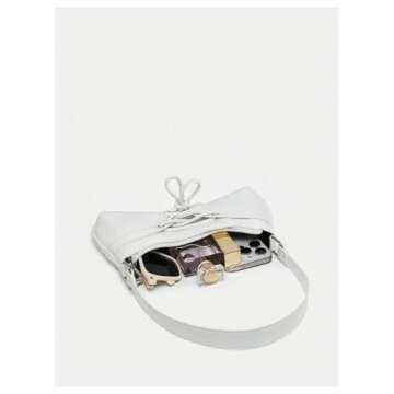 Verdusa Women's Y2K Coquette Bow Tie Vintage Shoulder Bags Lace PU Leather Kawaii Purse Handbag