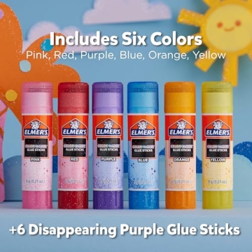 Elmer’s Glittery Washable Glue Sticks 12 Pack Assorted Colors