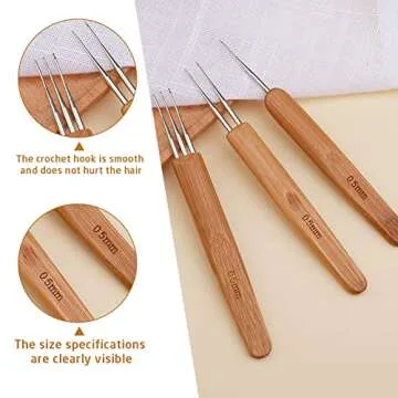 QMNNMA Dreadlock Crochet Hook, 48 Pcs Dreadlock Crochet Hook Tool, 6 Dreadlock Crochet Needle, Different Size Bent Latch Hook, Crochet Needle for Hair Braiding with Case and Dreadlocks Tool