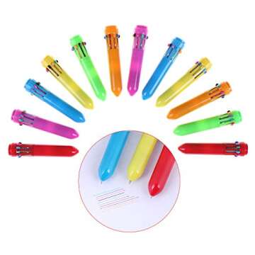 30 Packs Neon 10-in-1 Mini Shuttle Pens Plastic Retractable Ballpoint Pens for Kids Students Gift Of...