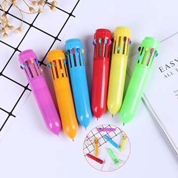 30 Packs Neon 10-in-1 Mini Shuttle Pens Plastic Retractable Ballpoint Pens for Kids Students Gift Office School Supplies,6 Colors