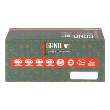 1 Box GanoOne Classic Coffee - Reishi Mushroom Instant Coffee - with Organic Ganoderma Extract - Easy to Use 30 Single-Serve Sachets
