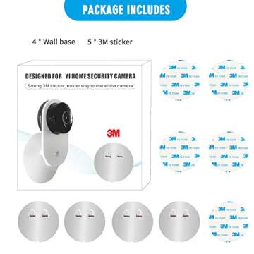 4 Pack Indoor Wall Mount for Yi Home Security Camera, No Punching, Extremely Simple Installation (Camera is NOT Included)