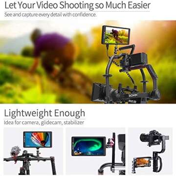 FEELWORLD F570 On-Camera Monitor,5.7″, 4K HDMI Input/Output, 1920x1080, Full HD, Rec.709, Ultra-Thin, Multiple Connection Camera Options, Built-in Sunshade