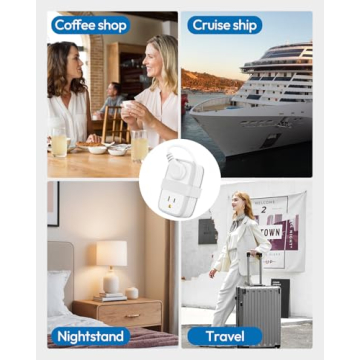 Travel Power Strip with USB Ports, NTONPOWER 4 Outlets 3 USB with 4FT Wrapped Short Extension Cord Flat Plug, USB Portable Desktop Charging Station, Compact for Hotel Travel Cruise Essentials, White