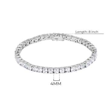 Elegant Sterling Silver Cubic Zirconia Tennis Bracelet