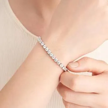 Elegant Sterling Silver Cubic Zirconia Tennis Bracelet