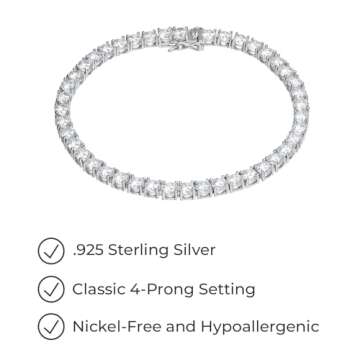 Elegant Sterling Silver Cubic Zirconia Tennis Bracelet