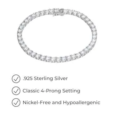 Elegant Sterling Silver Cubic Zirconia Tennis Bracelet