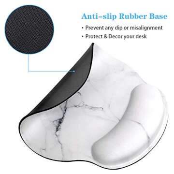 WAVEYU Ergonomic Mouse Pad with Wrist Support, Decorative Mouse Mat for Women Non-Slip Rubber Base M...