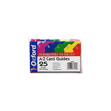Oxford Poly Index Card Guide Set, 3 x 5 Inches, A-Z, 1/5 Inch Cut Tabs, Assorted Colors, 25 per Set ...
