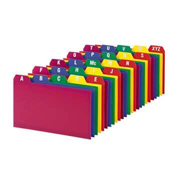 Oxford Poly Index Card Guide Set, 3 x 5 Inches, A-Z, 1/5 Inch Cut Tabs, Assorted Colors, 25 per Set (73153)