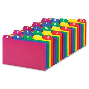 Oxford Poly Index Card Guide Set, 3 x 5 Inches, A-Z, 1/5 Inch Cut Tabs, Assorted Colors, 25 per Set (73153)