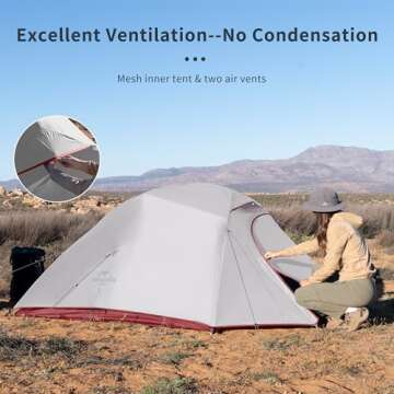 Naturehike Cloud-Up 3 Person Tent Lightweight Backpacking Tent with Footprint - Doule Layer 3 Season 3 Man Tent, Free Standing Camping Hiking Tent for Camping (20D Navy Blue)