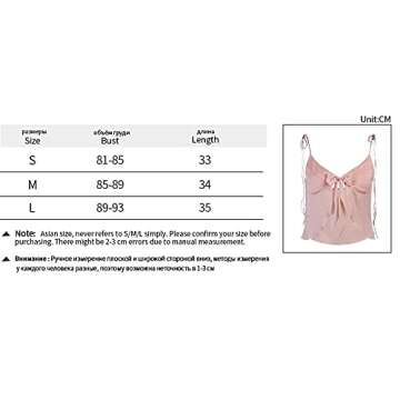 CJWSLYT Women Pink Lace Up Camisole Tops Sweet Sexy Sleeveless V Neck Solid Tank Top Club Holiday Casual Crop Top (Color : Pink, Size : Small)