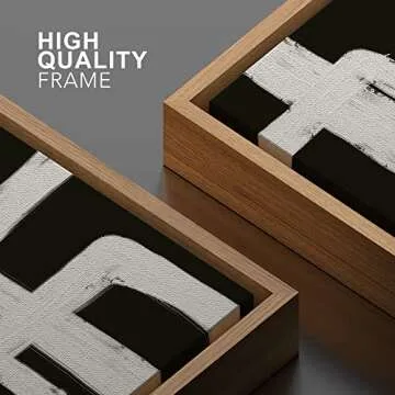 SIGNWIN Framed Canvas Print Wall Art Black Gray Geometric Loop Pattern Abstract Shapes Illustrations Modern Art Minimal Relax/Calm Duotone Dark for Living Room, Bedroom, Office - 24"x36" Natural