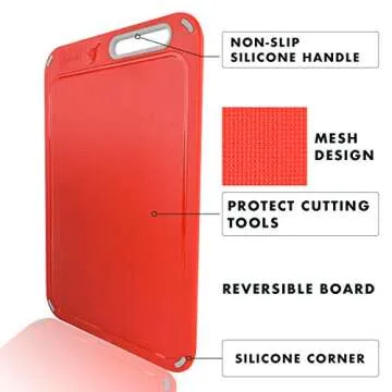 Plastic Cutting Board, Set of 4 with Storage Stand, Color Box Packed, BPA-Free, Preventing Cross-contamination of Different Food Types, Dishwasher Safe