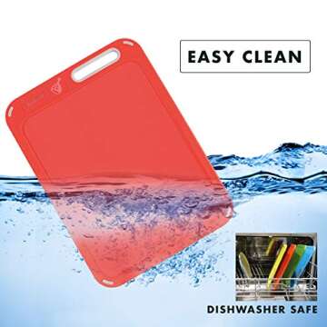 Plastic Cutting Board, Set of 4 with Storage Stand, Color Box Packed, BPA-Free, Preventing Cross-contamination of Different Food Types, Dishwasher Safe