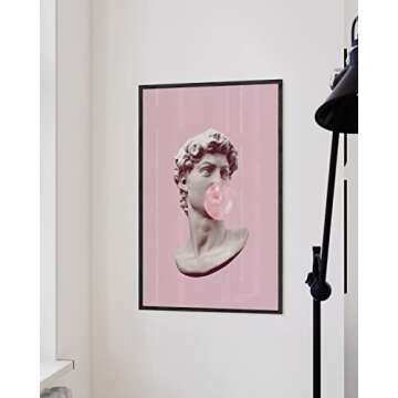 HAUS AND HUES Gum Poster David Bubble Pop Art - Pop Art Wall Decor, Pink Pictures Wall Decor, Pink P...