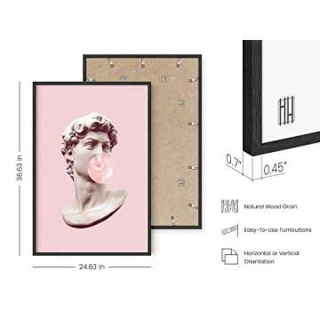 HAUS AND HUES Gum Poster David Bubble Pop Art - Pop Art Wall Decor, Pink Pictures Wall Decor, Pink Posters for Room Aesthetic, Blush Pink Room Decor for Bedroom Wall Art (Black Frame, 24x36)