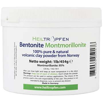 Bentonite Montmorillonite Powder - 1 Pound Natural Clay for Detox & Skincare