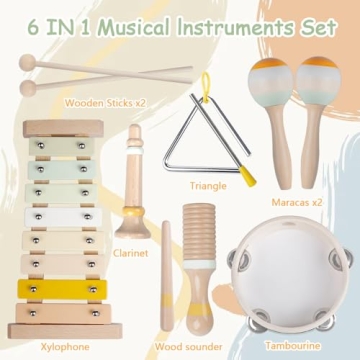 Musical Instruments Set for Toddlers 1-3 - Montessori Wooden Toys