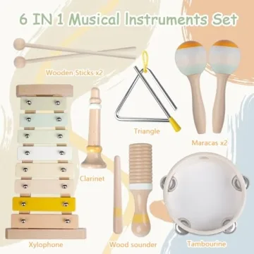 Musical Instruments Set for Toddlers 1-3 - Montessori Wooden Toys