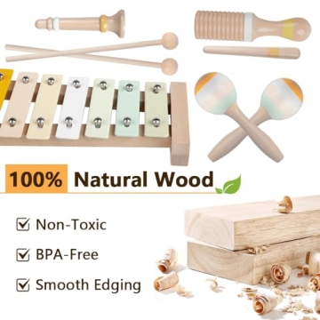 Musical Instruments Set for Toddlers 1-3 - Montessori Wooden Toys